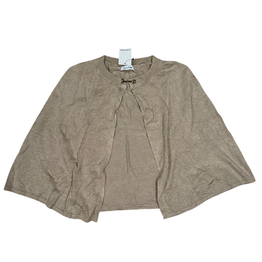 Calvin Klein Womens Light Knit Cape Khaki One Size Casual Office Dressy Tan